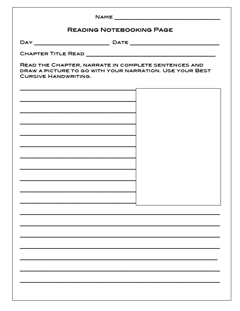 Reading Notebook Template for Students | PDF
