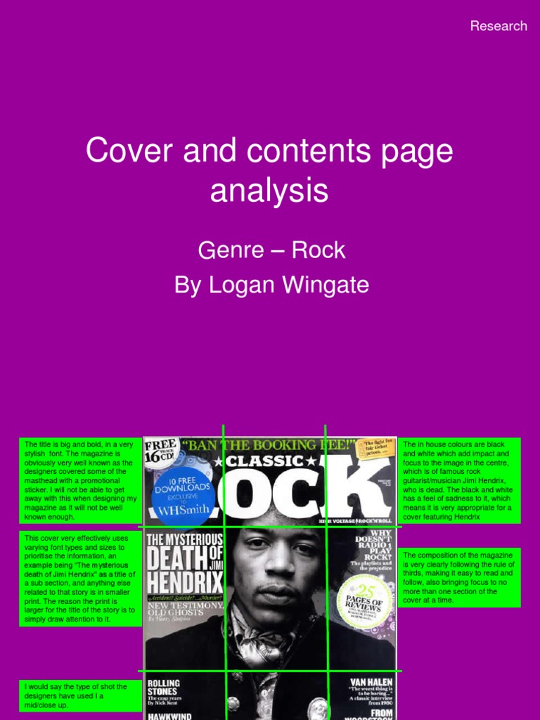 Cover and Contents Page Analysis | PDF | Rock Music | Typefaces