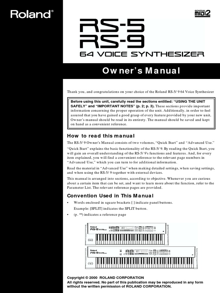 Roland RS-5 Manual Del Usuario, PDF, Synthesizer