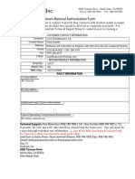 Return Material Authorization Form: Fault Information