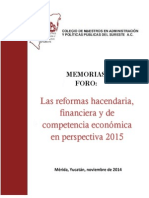 Memorias Reformas Haciendaria, Financiera y Competencia Economica en Perspectiva 2015