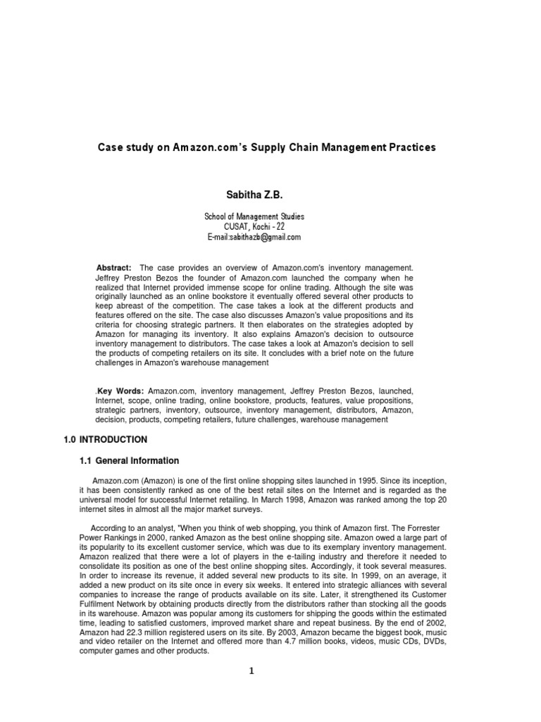 Amazon's Supply Chain Management Case Study | PDF | Online Shopping ...