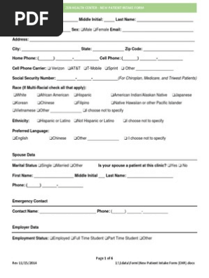 New Patient Intake Form 