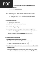 Arithmetic and Geometric Progressions APGP Summary