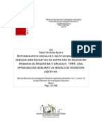 Determinantes Sociales e Institucionales de La Desigualdad Educativa en Sexto Año de Educación Primaria de Argentina y Urug PDF