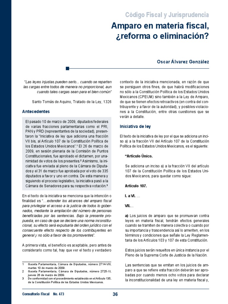 Amparo en Materia Fiscal | PDF | Caso de ley | Derecho Constitucional