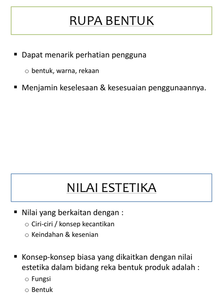 Rupa Nilai Estetika Nilai Ergonomik Pdf