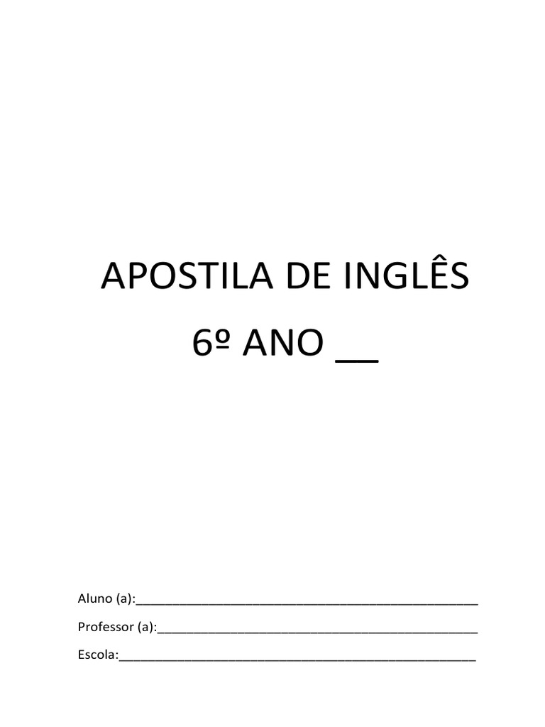 apostila 6 ano - Inglês