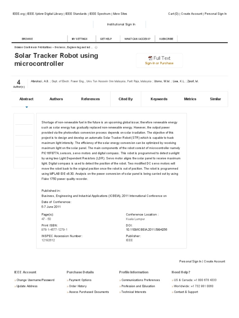 IEEE Xplore Abstract - Solar Tracker Robot Using Microcontroller | PDF ...