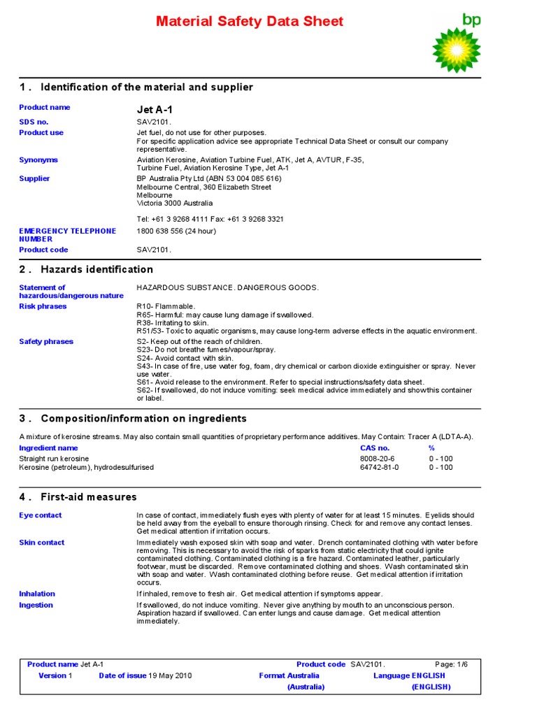 msds BP Personal Protective Equipment Dangerous Goods