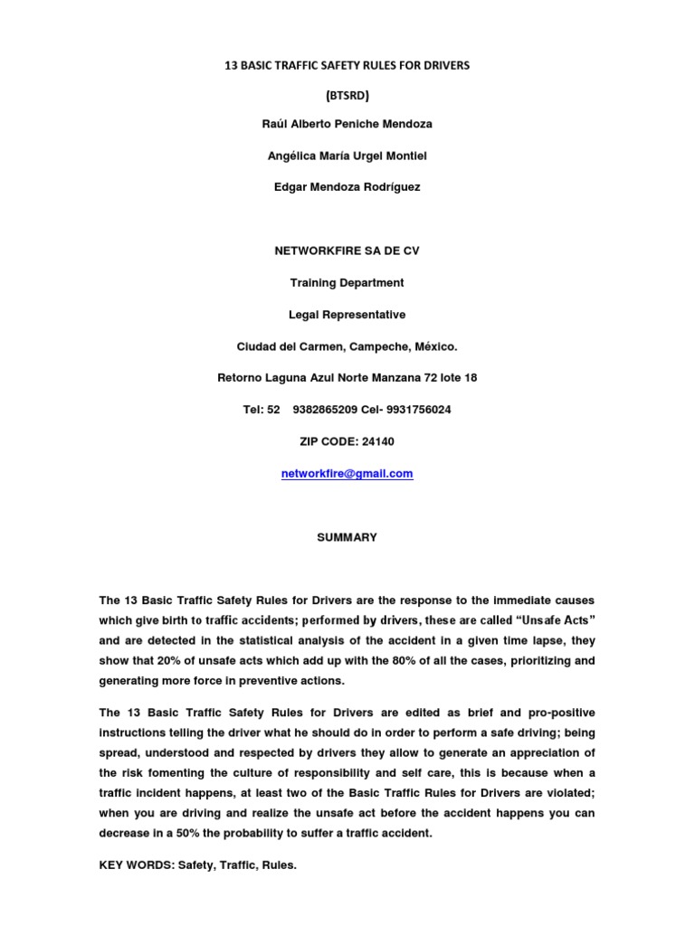 13 Essential Traffic Safety Rules | PDF | Traffic Collision | Driving