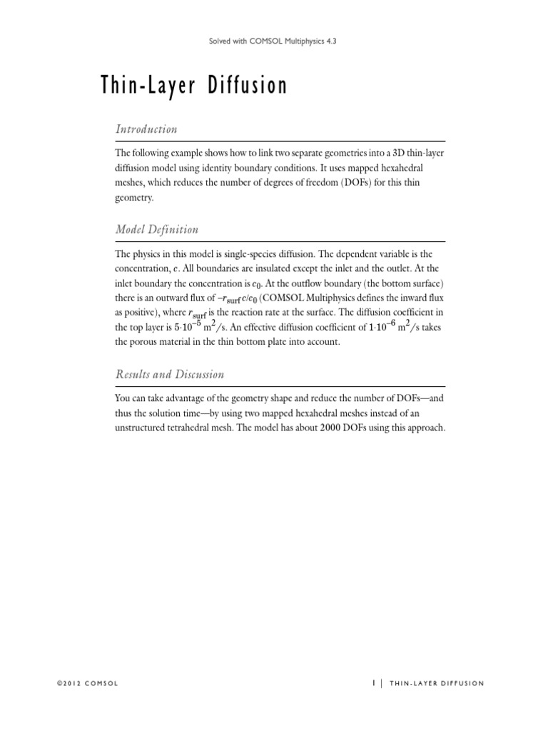 Models - Mph.thin Layer Diffusion | PDF | Diffusion | Flux