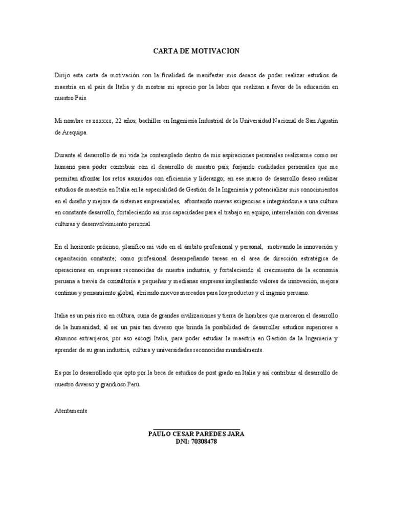 Fines Carta de Motivacion