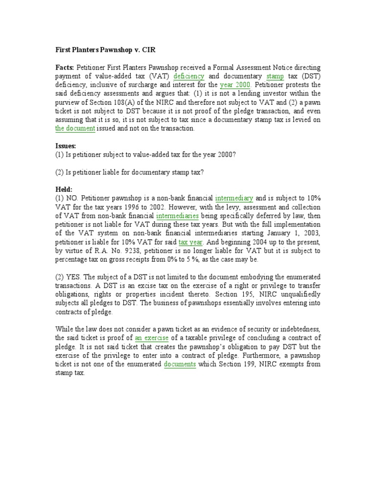 First Planters V CIR PDF