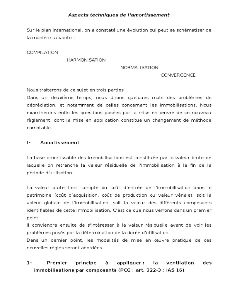 Amortissement Etudes De Cas Doc Depreciation Comptabilite