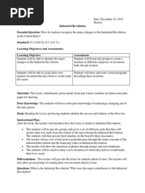 industrial revolution lesson