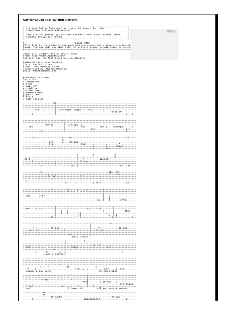 Catfish Blues Tab