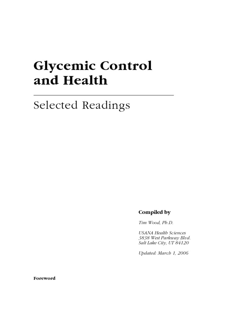 Glycemic Control and Health: Selected Readings | PDF