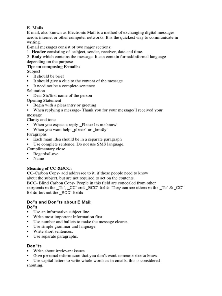 Email Writing Guide for Class 9 | PDF | Communication