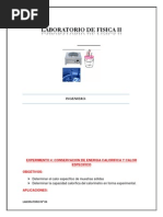Conservacion de Energia Calorifica y Calor Especifico