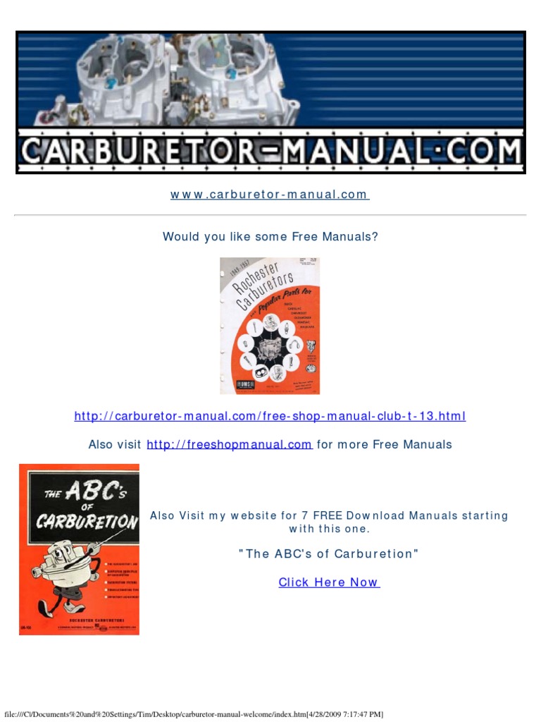Carter Carburetor Service Tools PDF Carburetor Screw