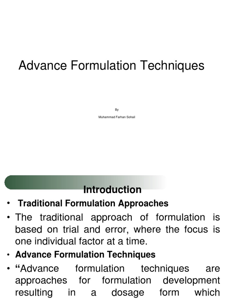 Advanced Formulation Techniques Overview | PDF | Artificial Neural ...