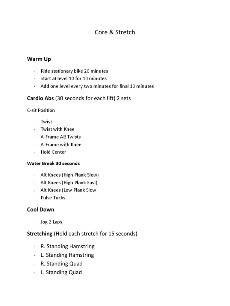 Core & Stretch Workout Routine | PDF | Art