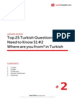 Top 25 Turkish Questions You Need To Know S1 #2 Where Are You From? in Turkish