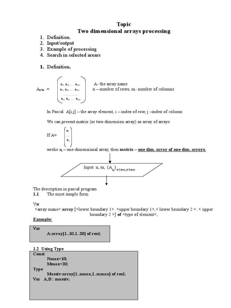 Two-Dimensional Array Processing | PDF | Matrix (Mathematics) | Algorithms