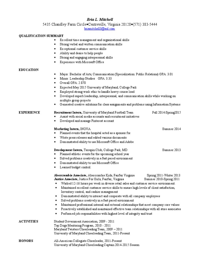Aspiring PR Professional Resume | PDF