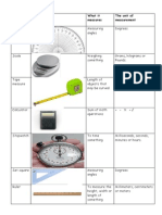 Measuring Glossary - Maths Task 3