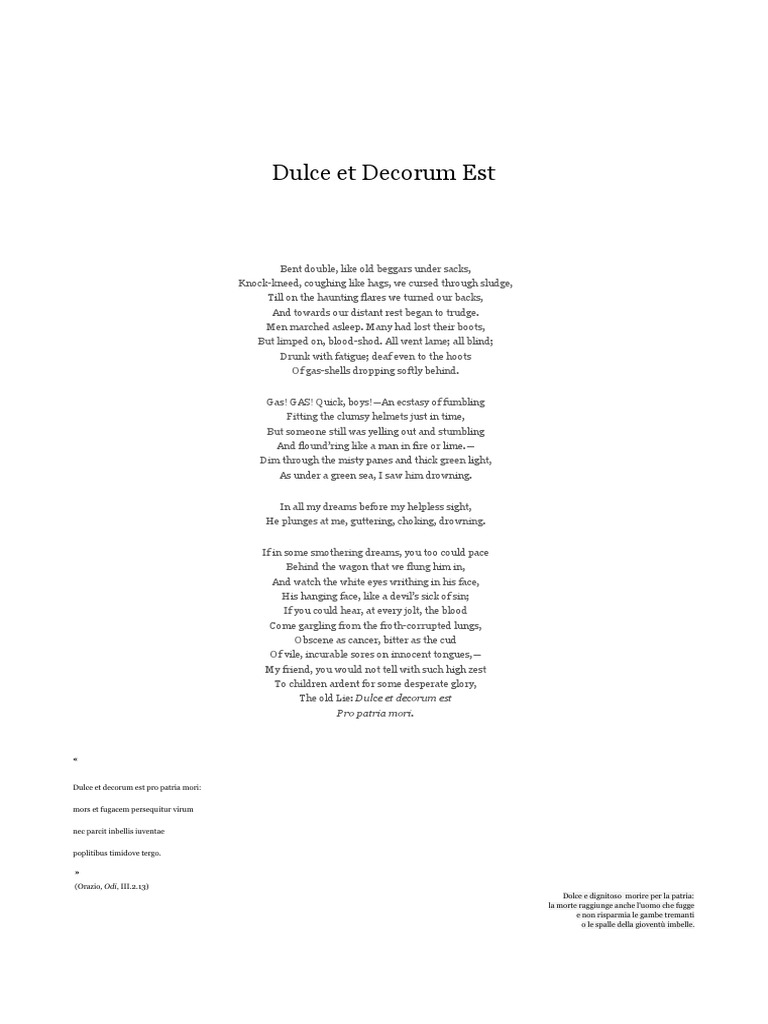 Dulce Et Decorum Est Pro Patria Mori PDF