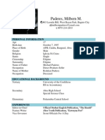Paderes, Milbern M.: Personal Information
