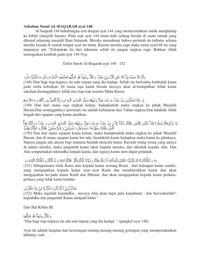 Asbabun Nuzul Al Baqara 148 Pdf