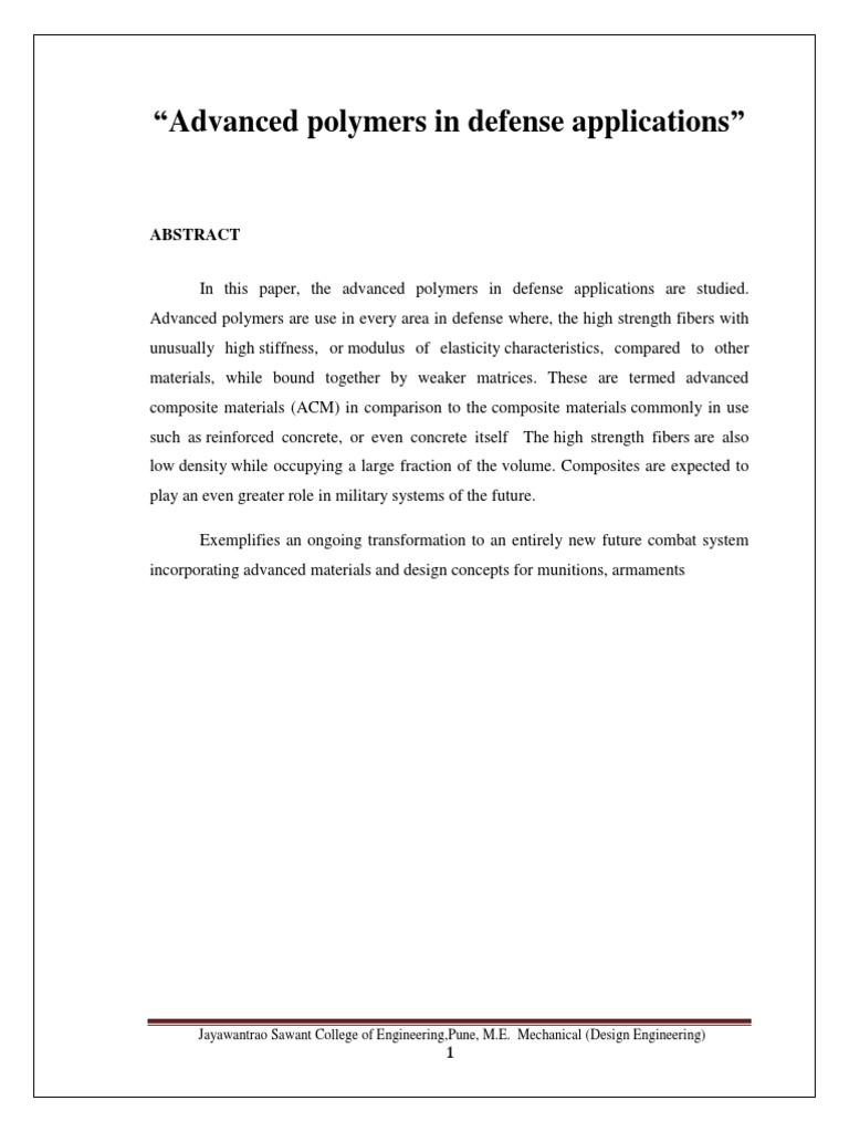 Advanced Polymers in Defense Applications | PDF | Composite Material ...