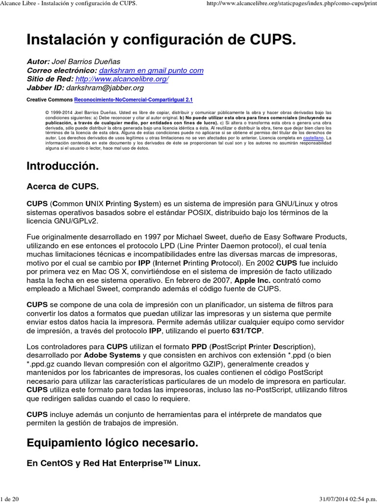 Print Server Cups PDF Redes de computadoras Software