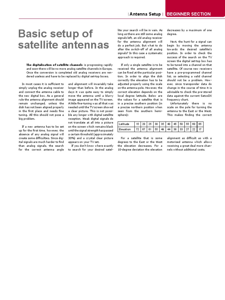 Digital Satellite Antenna Setup Guide | PDF | Technology & Engineering