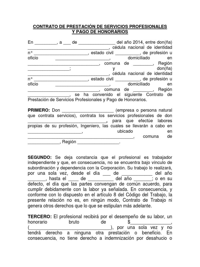Contrato de Prestación de Servicios Profesionales A Honorarios | PDF