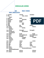 Irregular Verbs: Present Tense Past Tense Past Participle