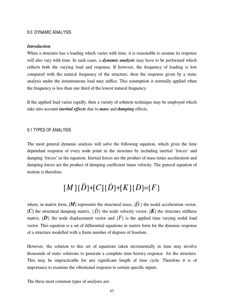 F D K D C D M: 9.0 Dynamic Analysis | PDF | Eigenvalues And ...