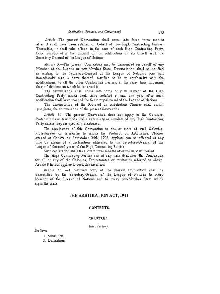 1944 Arbitration Act en | PDF | Arbitral Tribunal | Arbitration