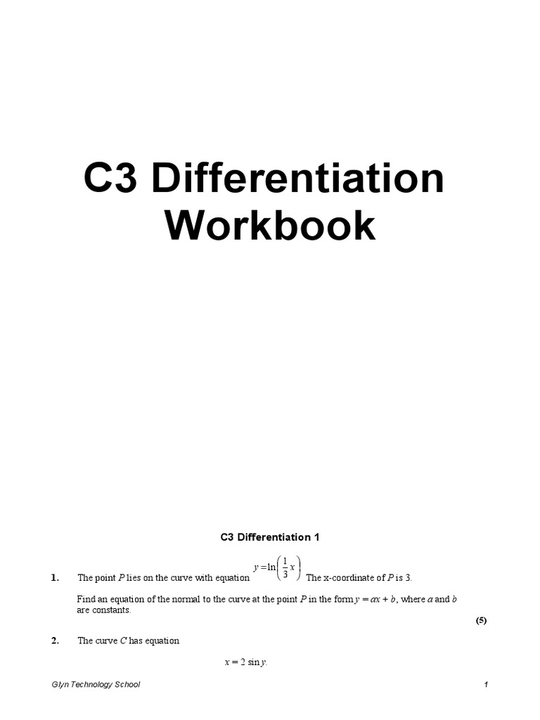 C3 Differentiation Rules , Core Maths C3 Revision Notes – YQAIFK