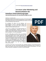 Dietmar Baum ist neuer Leiter Marketing und Unternehmenskommunikation der  AutoGyro Unternehmensgruppe