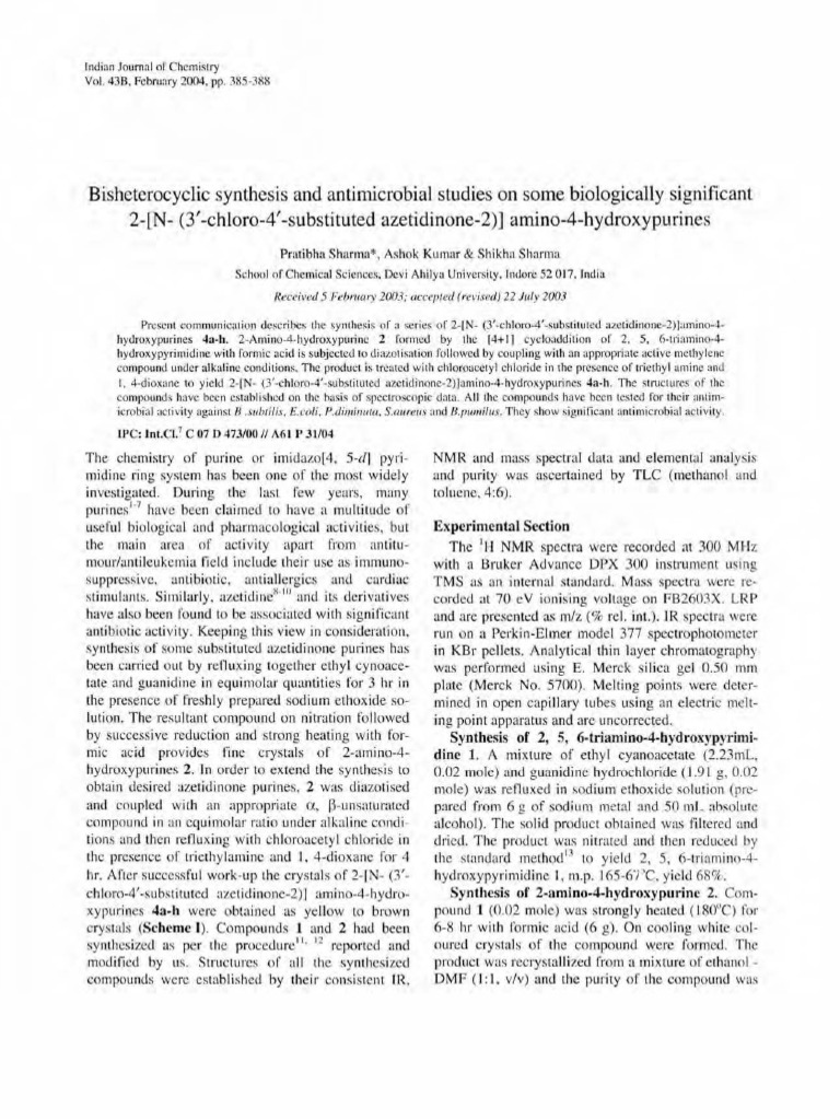 Indian Journal of Chemistry, Section B Organic Chemistry Including