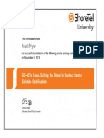 ShoreTel SC 401E Certificate