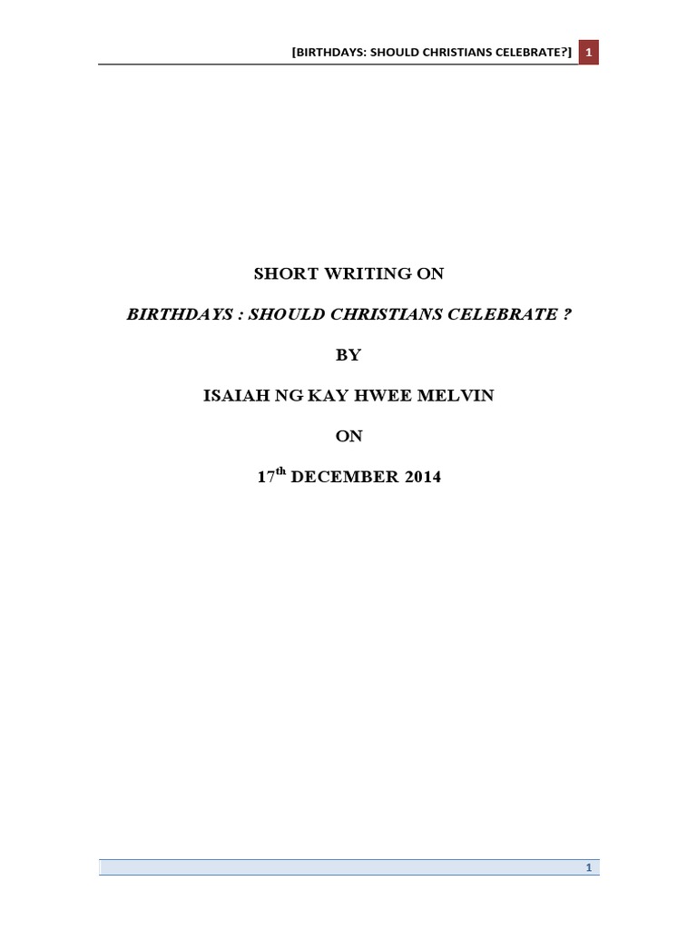 Birthdays Should Christians Celebrate? PDF Birthdays Christmas