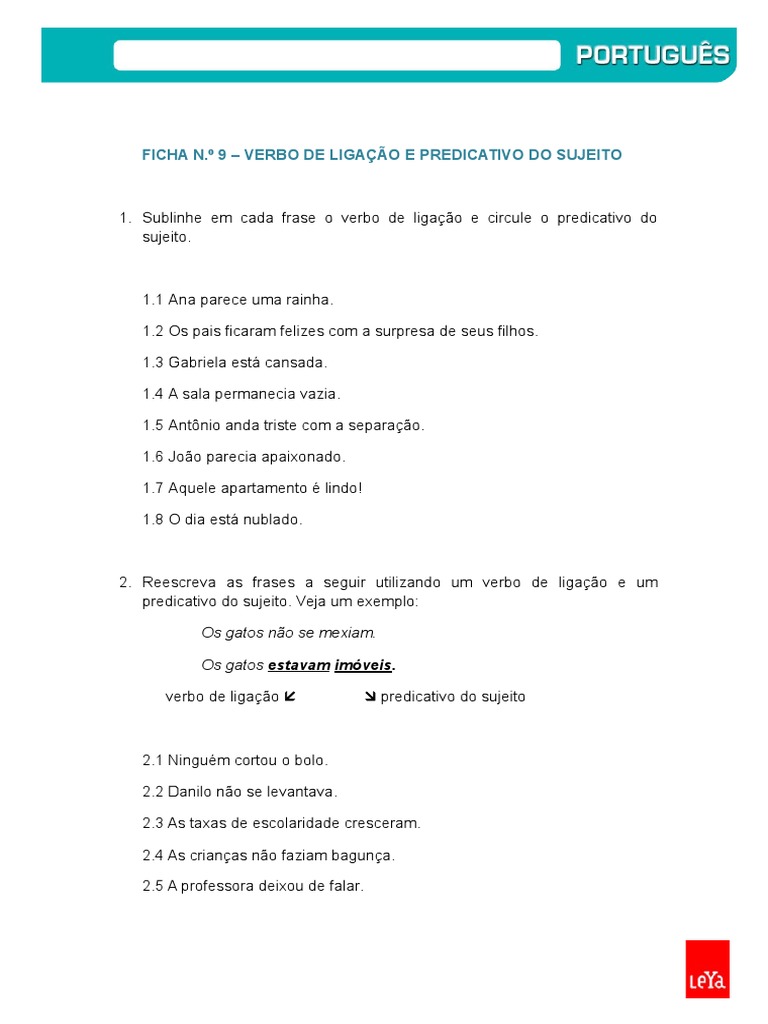 Atividades sobre Verbo de Ligação 7º Ano | PDF | Bem-estar