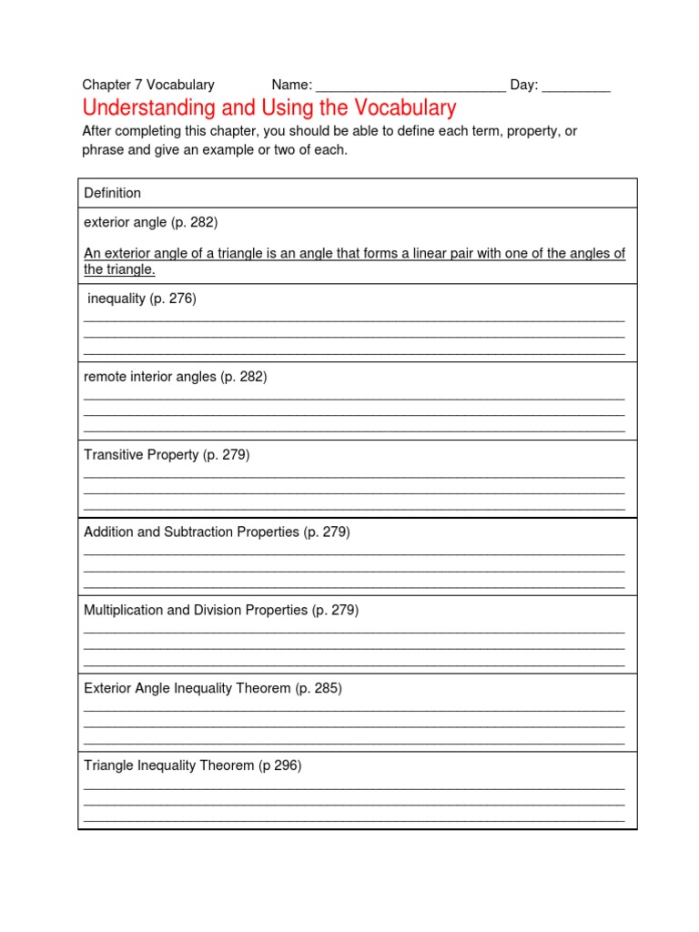 Chapter 7 Vocabulary Definitions Guide | PDF