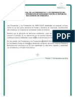 Cumbre Mercosur: Declaración Sobre Sanciones Venezuela