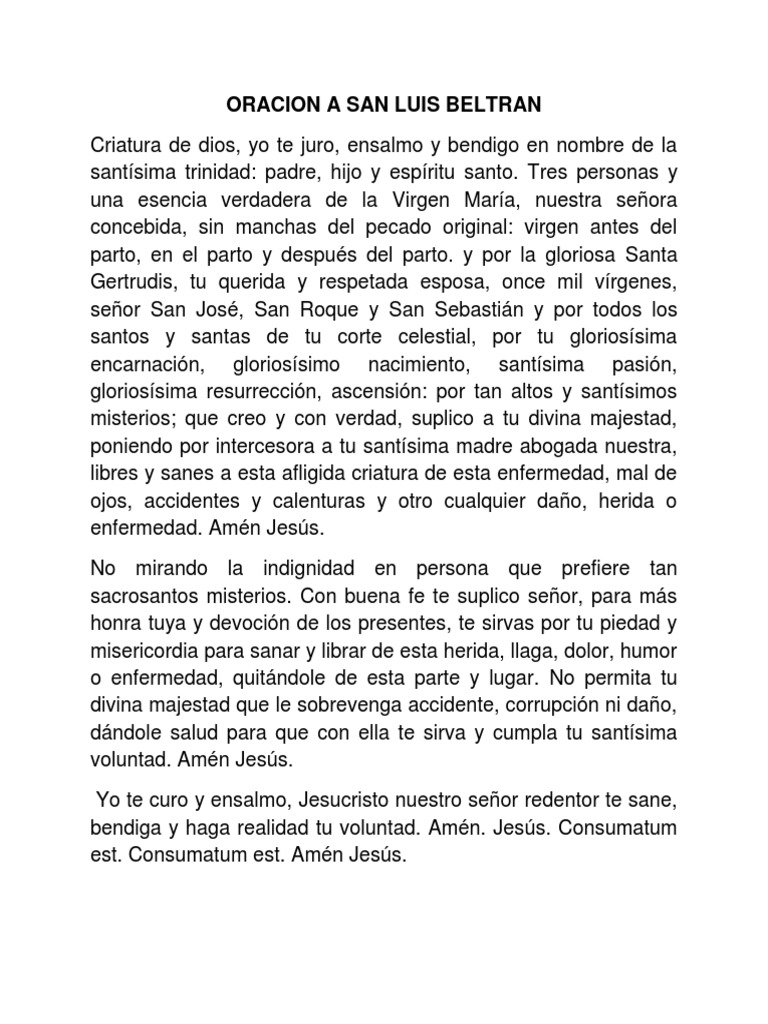 Oracion A San Luis Beltran | PDF | Religión y espiritualidad